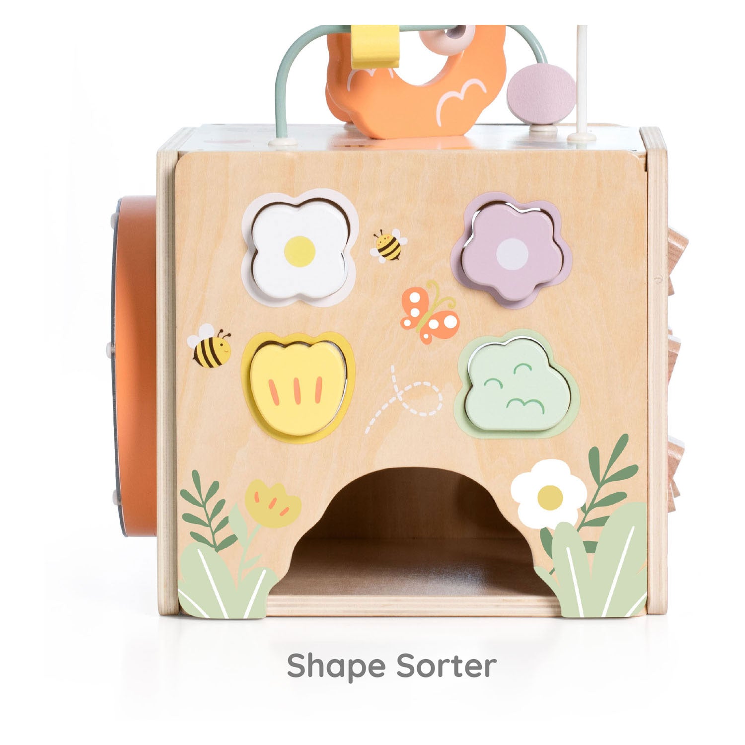 Klassieke wereld houten activiteitenkubus honenbij, 5dlg.