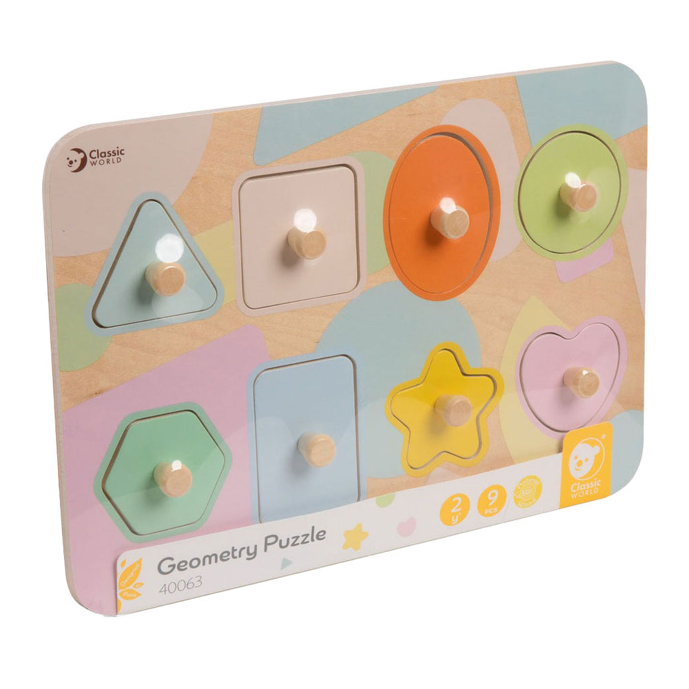 Klassieke wereld houten noppelpuzzelvormen, 8st.