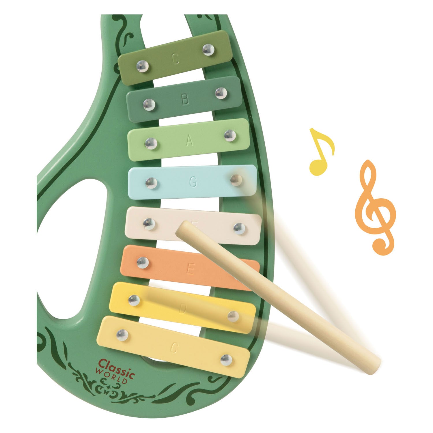 Klassieke houten vintage muziekinstrumentenset, 5dlg.