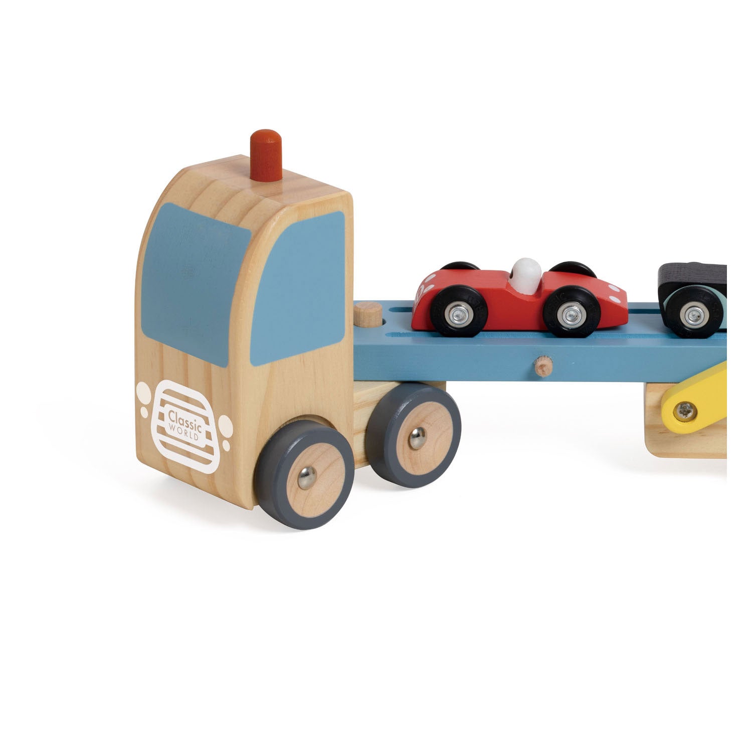 Lobbes speelgoed bv classic world houten transporter met 3 auto's
