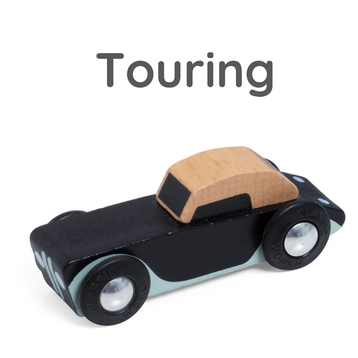 Klassieke wereld houten tour auto's set, 3st.