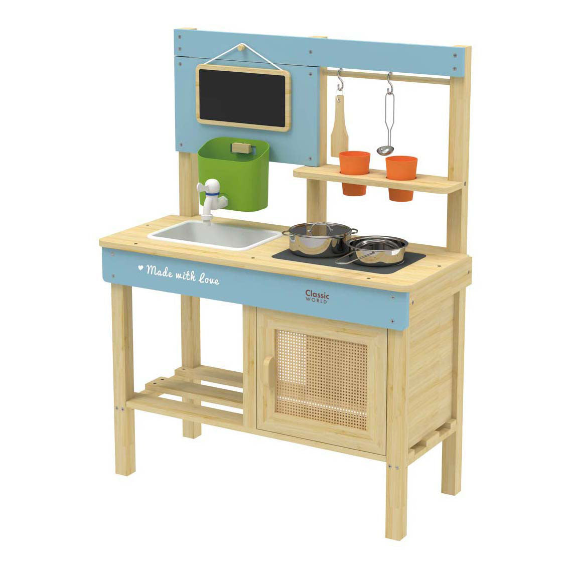 Klassieke wereld houten buitenspeelkeuken met accessoires, 7dlg.