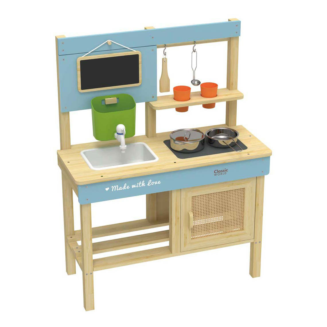 Klassieke wereld houten buitenspeelkeuken met accessoires, 7dlg.