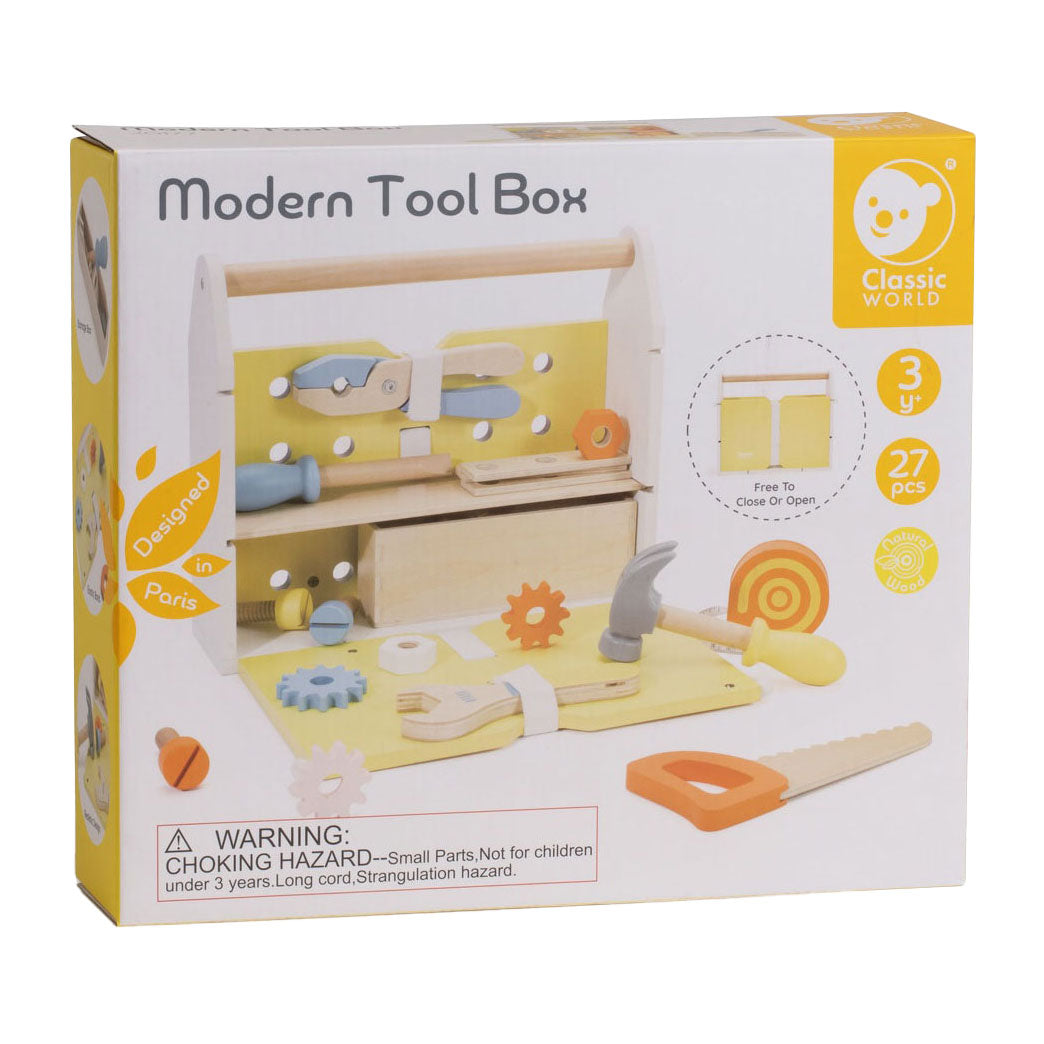Klassieke wereld houten gereedschapskist modern, 27dlg.