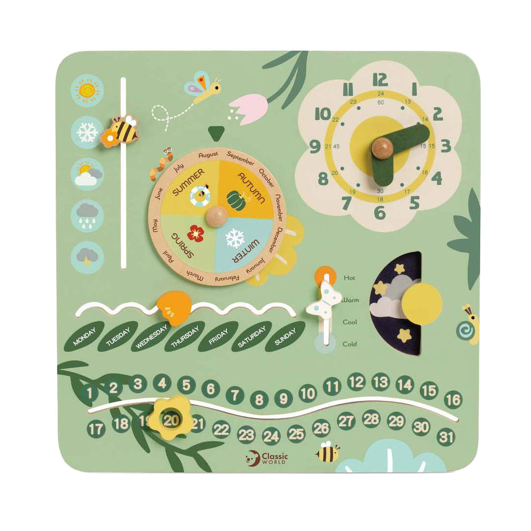 Klassieke wereld houten vintage kalender leerklok