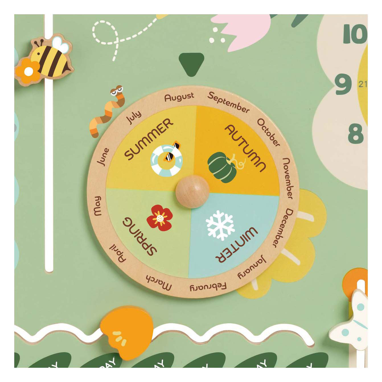 Klassieke wereld houten vintage kalender leerklok