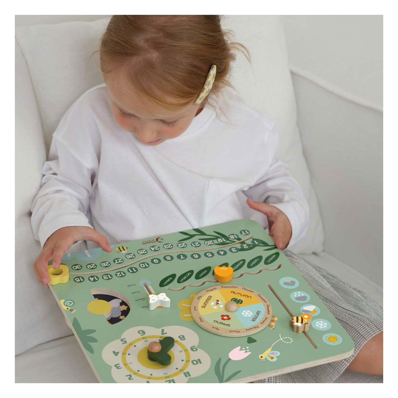 Klassieke wereld houten vintage kalender leerklok