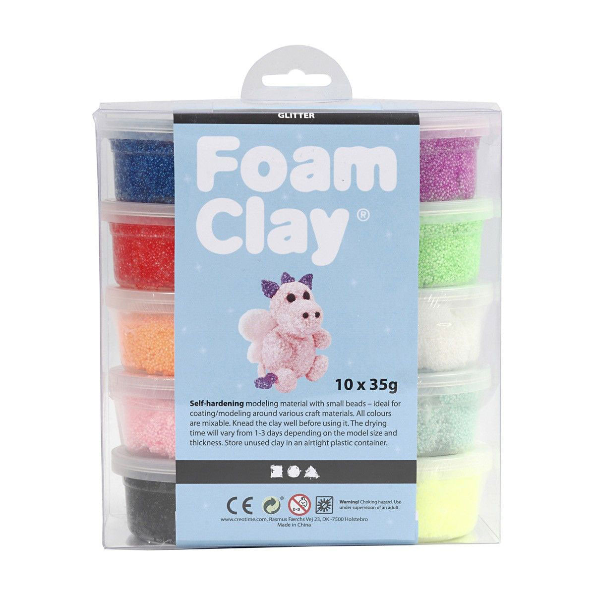 Foam clay foam klei - glitter kleuren, 10x35gr.
