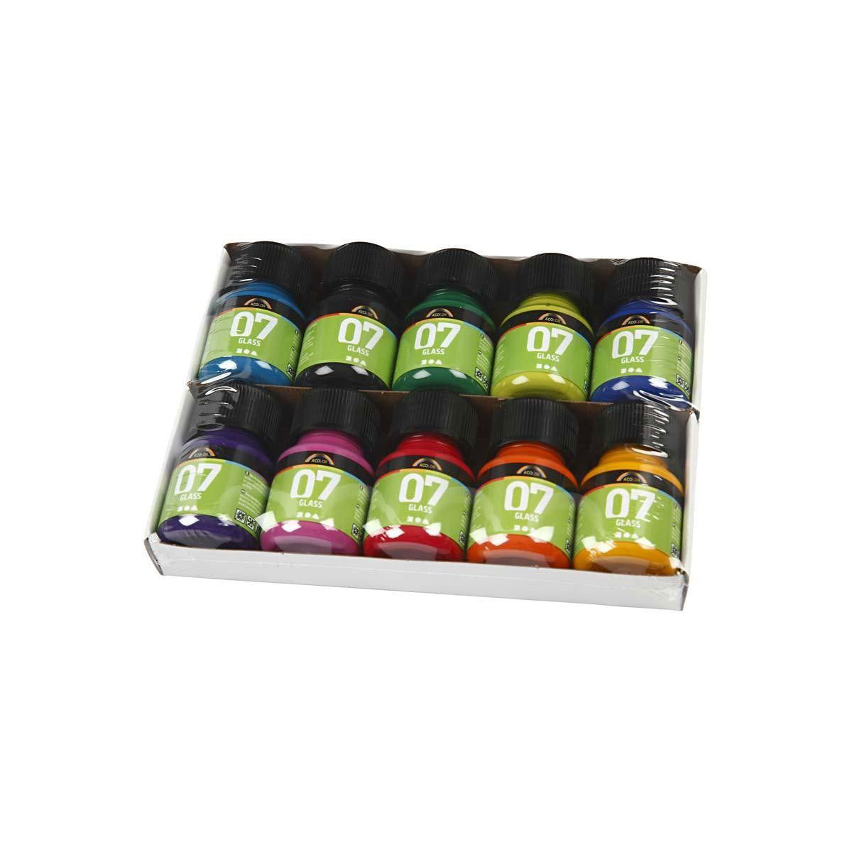 Creativ Company permanent glass paint - set of 10 colours, 30ml
