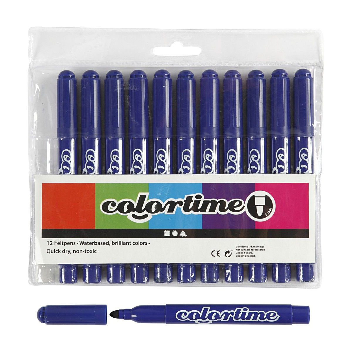 Colortime donkerblauw jumbo stiften, 12st.