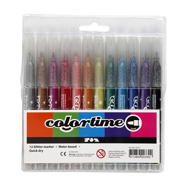 Colortime glitter markers, 12 pcs.