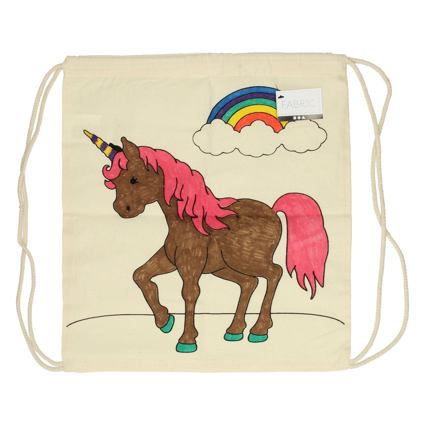 Creativ Company Colour Your Own Cotton Drawstring Bag Unicorn