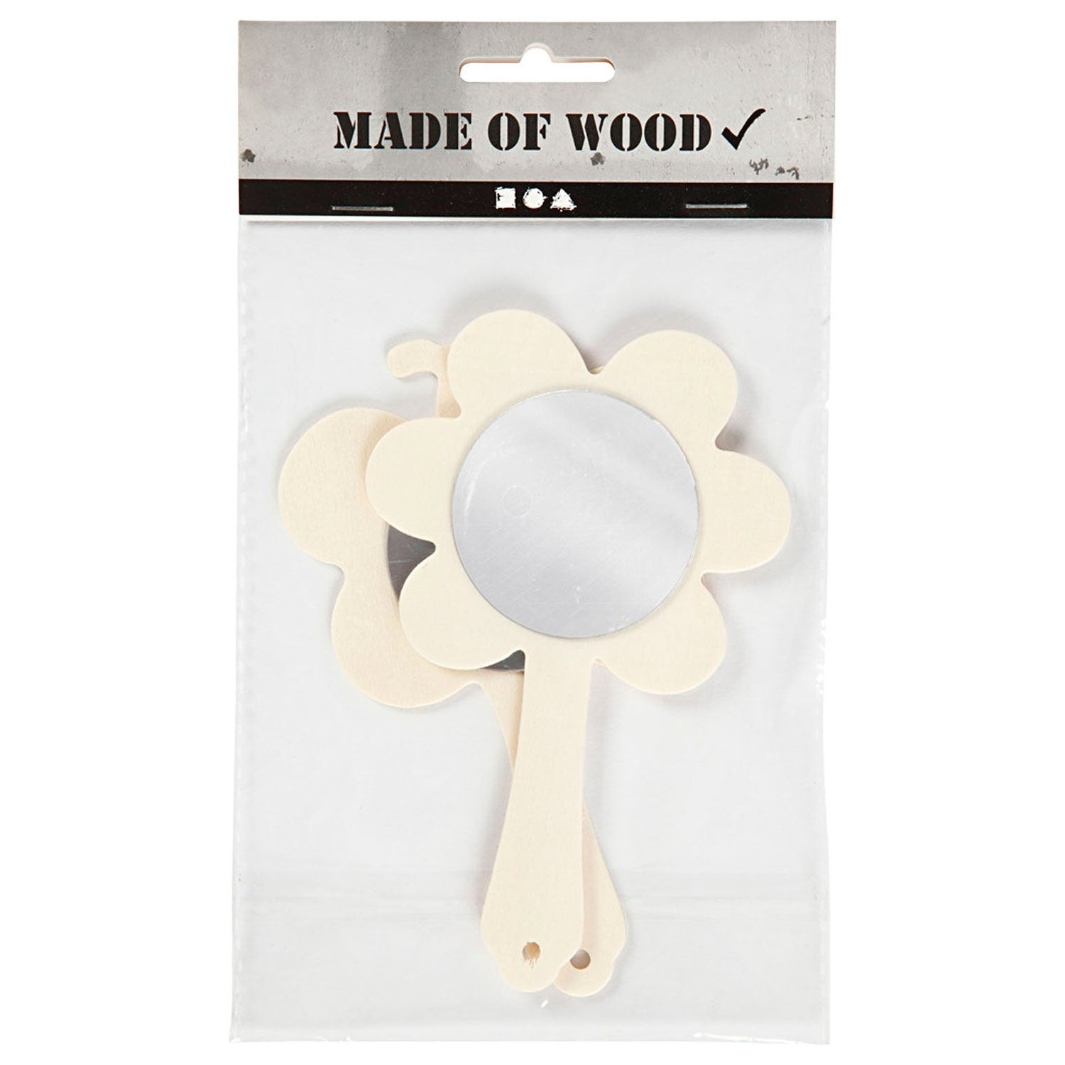 Creativ company versier je houten handspiegel, 2st. 14cm
