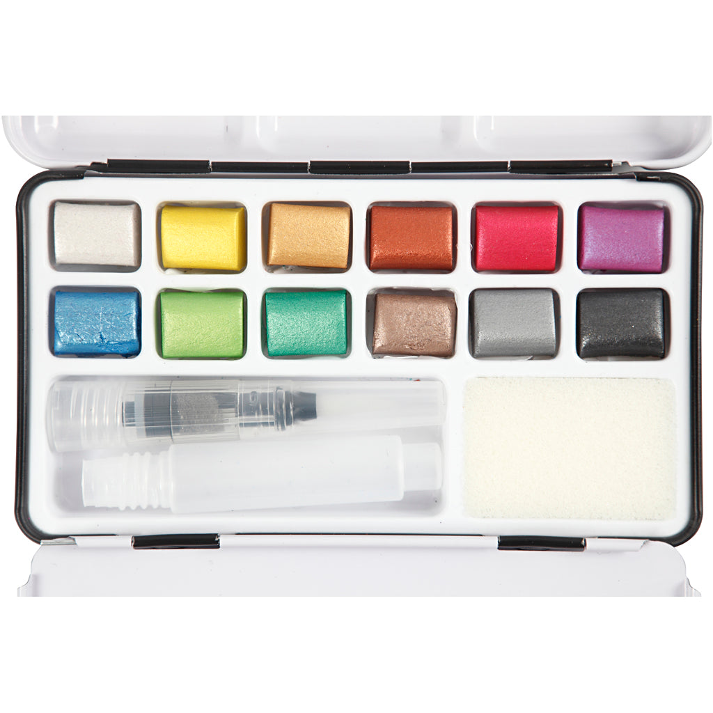 Pigment art art aqua aquarelverf metallic, 12 kleuren