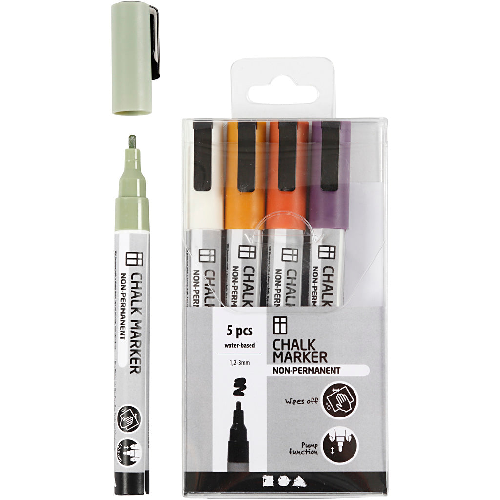 Creativ company krijt markers pastelkleuren, 5st.