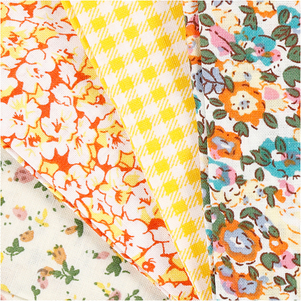Patchworkstof Geel 45x55cm, 4st.