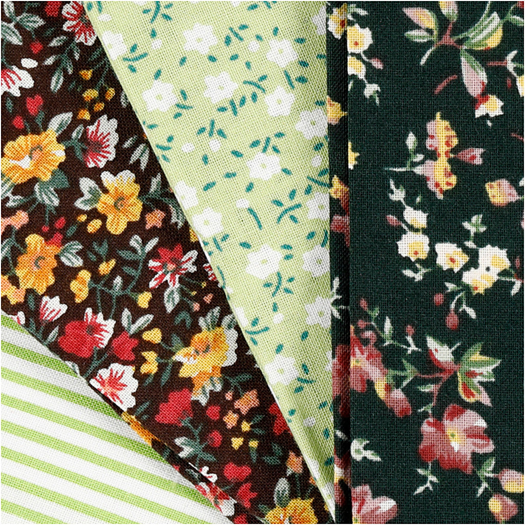 Patchworkstof Groen 45x55cm, 4st.