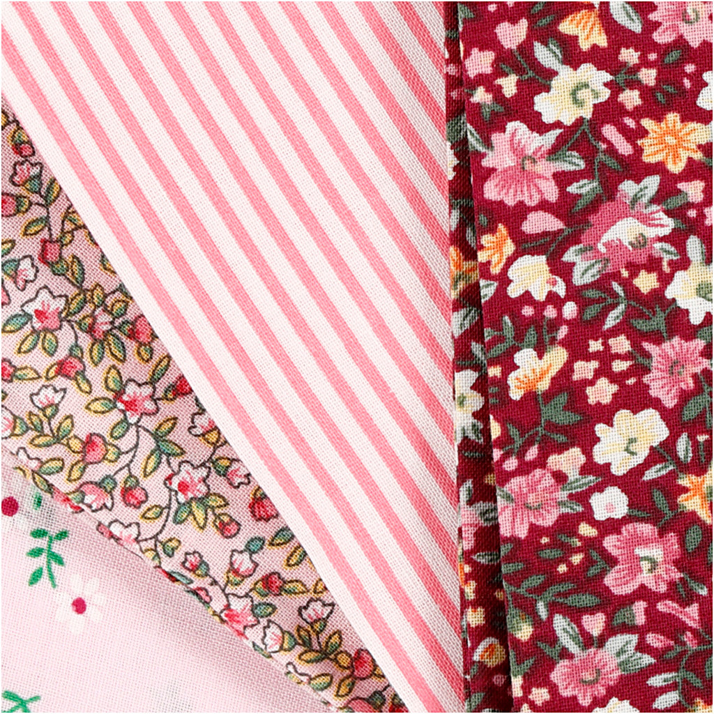 Patchworkstof Roze 45x55cm, 4st.