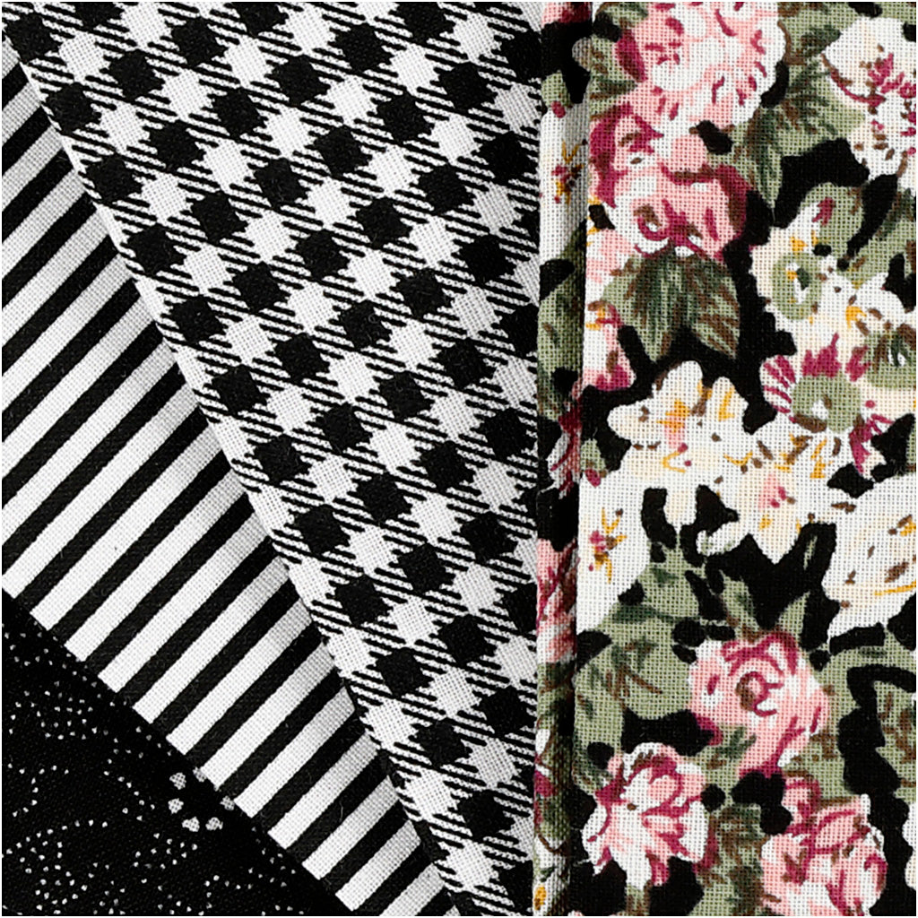 Creativ company patchwork stof zwart 45x55cm, 4st.