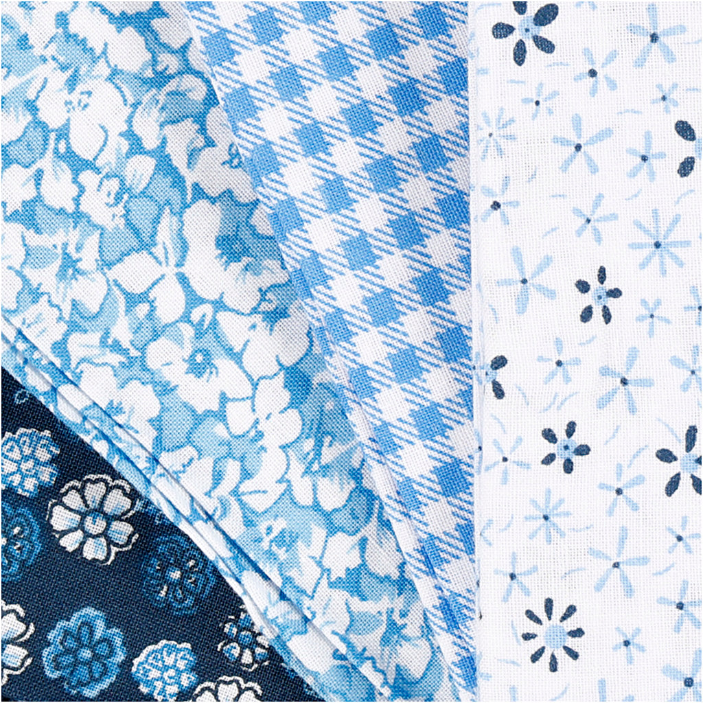 Patchworkstof Blauw 45x55cm, 4st.