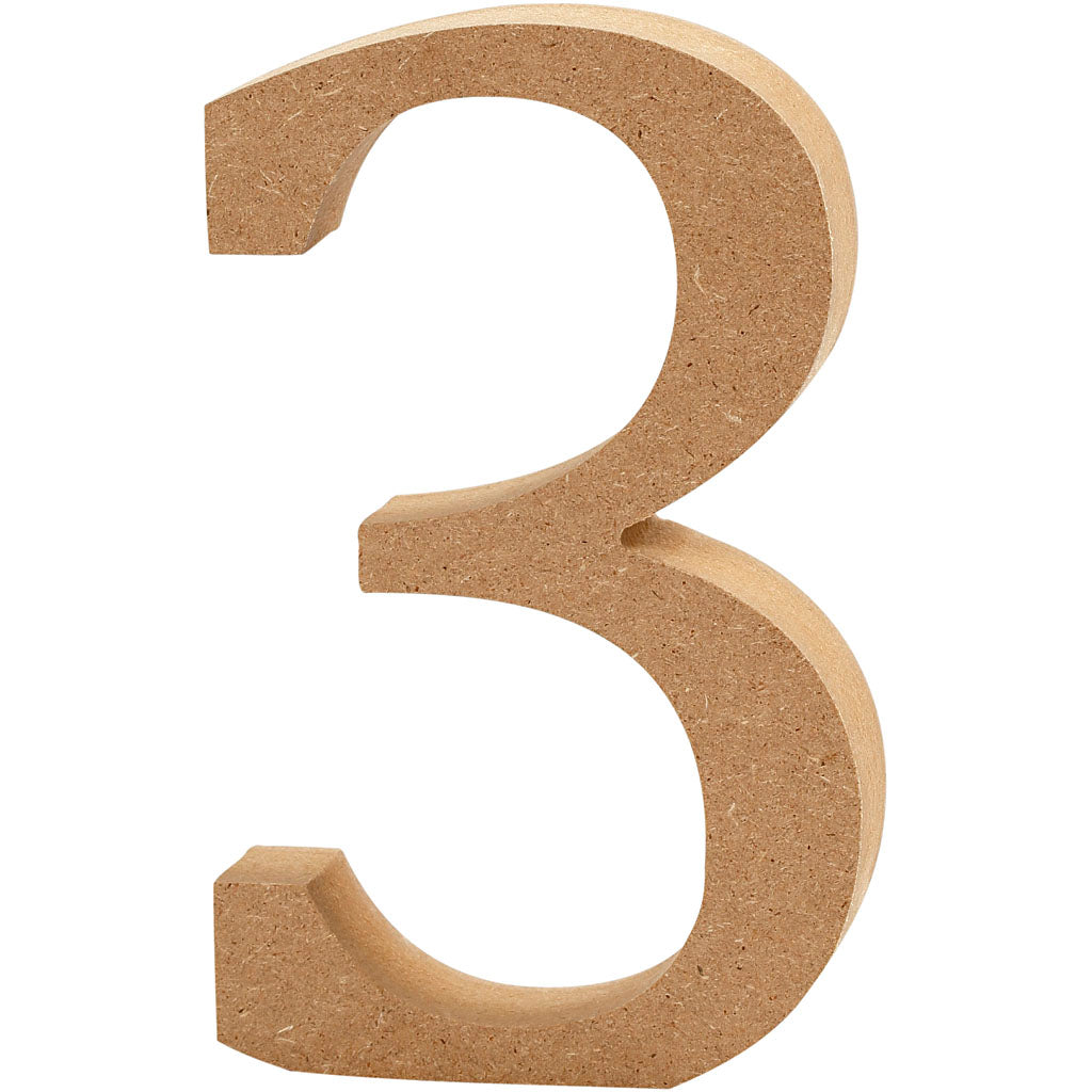 Creatief bedrijfscijfer 3 mdf 13cm, 1e.