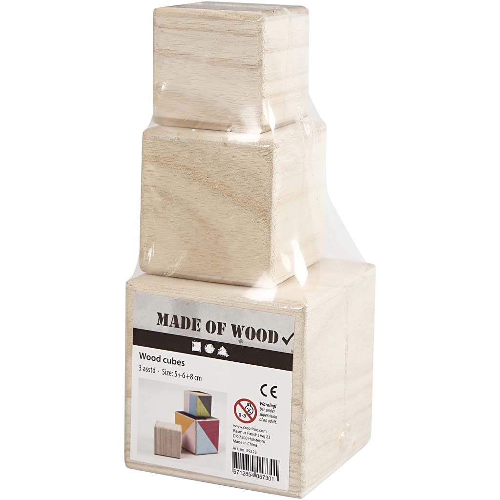 Creatief bedrijf houten kubussen, set van 3