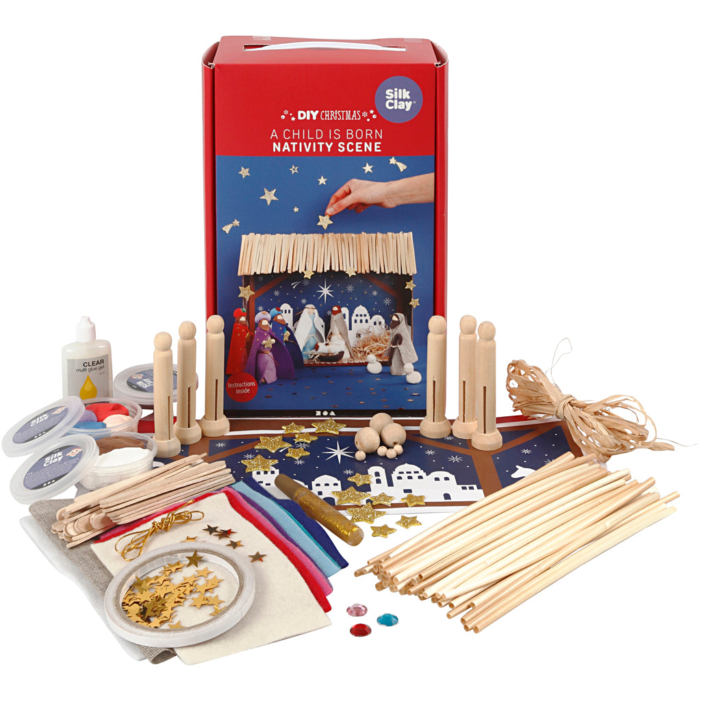 Creatief bedrijf houten kerststal knutselset