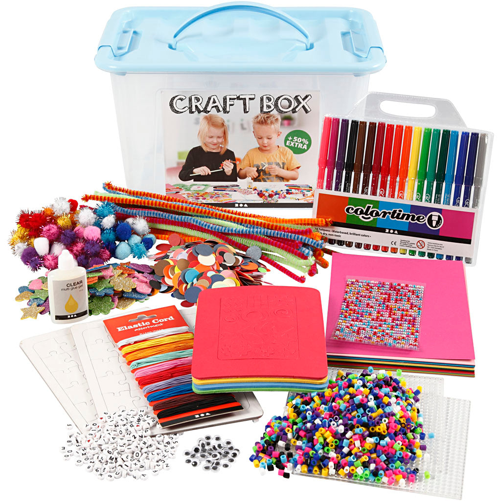 Creativ company hobbybox blauw met creatieve materialen, 1st.