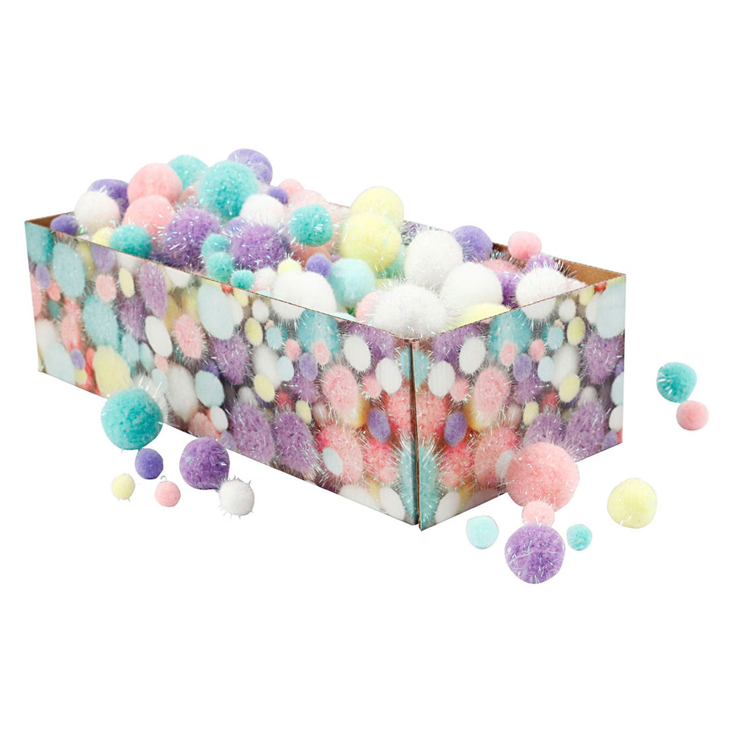 Pompons Pastelkleuren, 400gr.