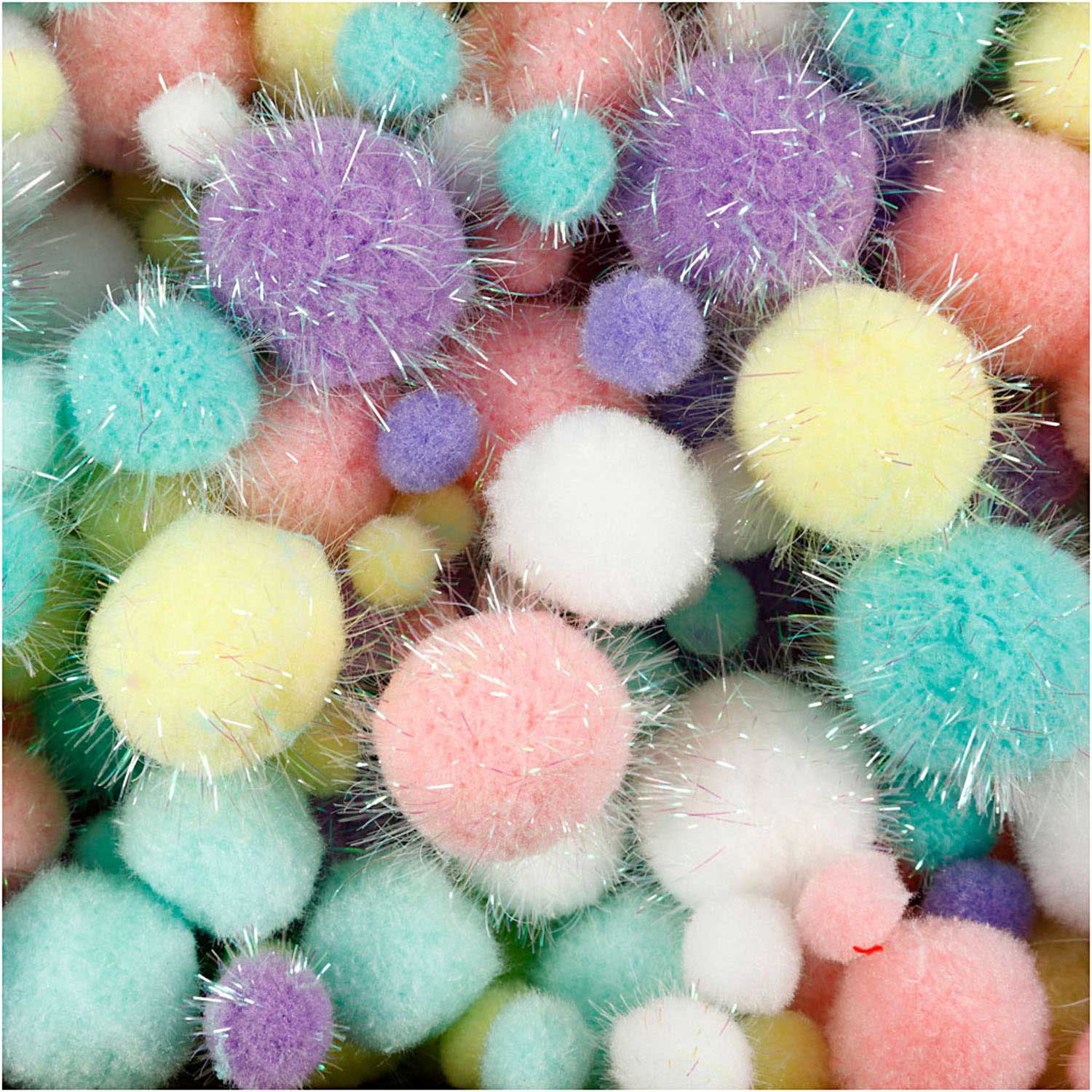 Pompons Pastelkleuren, 400gr.