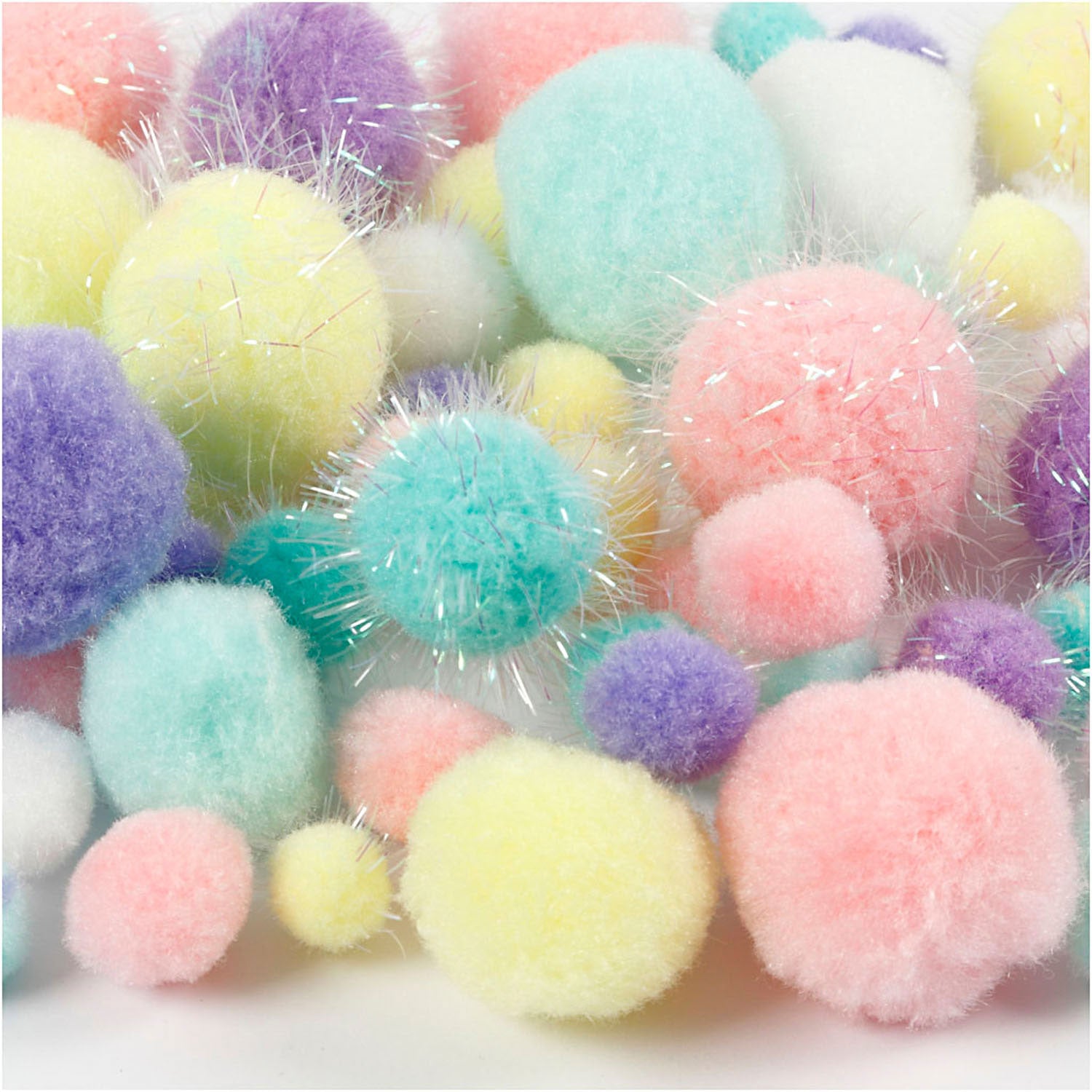 Pompons Pastelkleuren, 400gr.