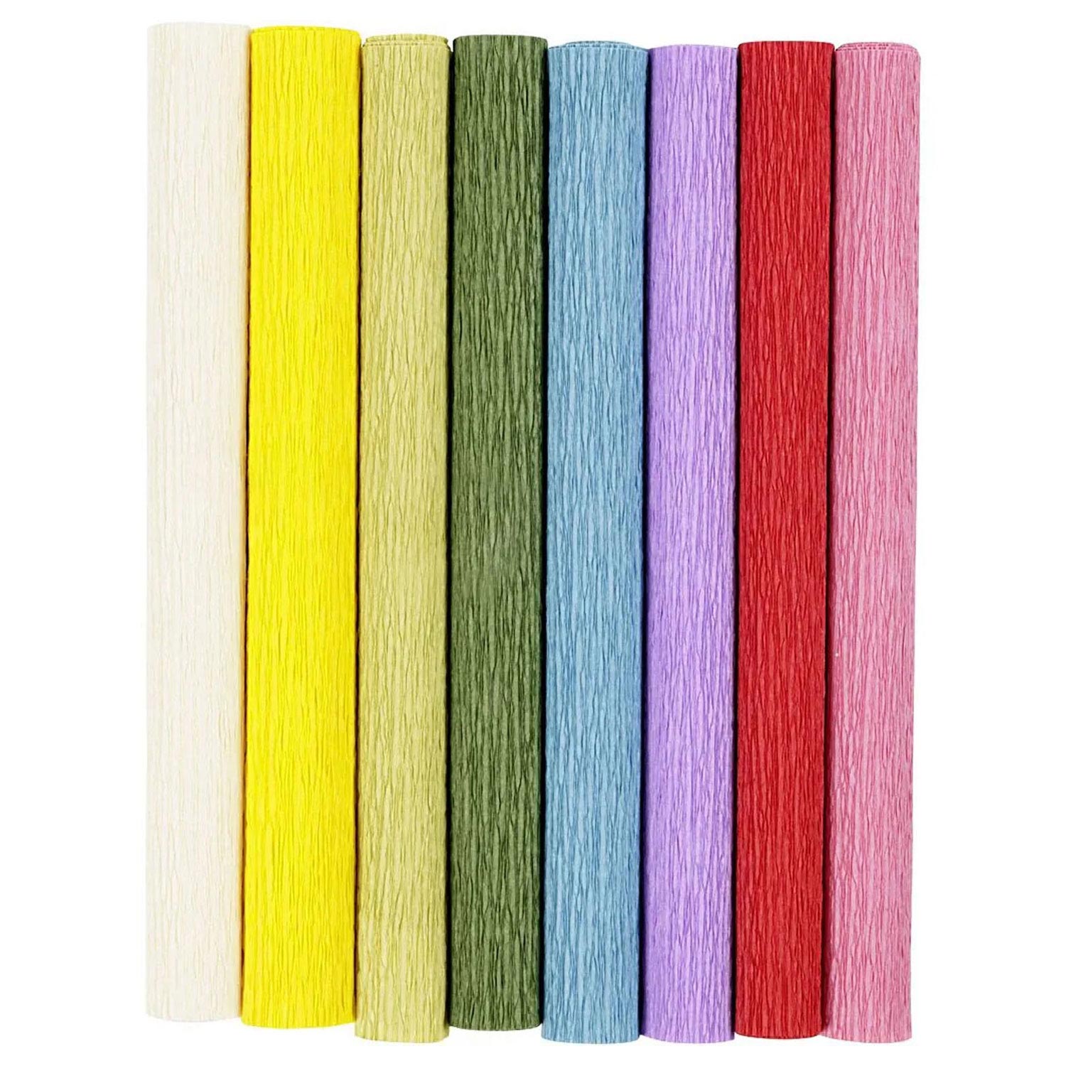 Creativ company crêpepapier, vel 25x60 cm, crêpe-verhouding: 180%, 105 gr, standaardkleuren, 8 vel 1 doos