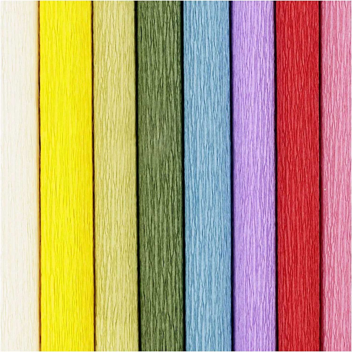 Creativ company crêpepapier, vel 25x60 cm, crêpe-verhouding: 180%, 105 gr, standaardkleuren, 8 vel 1 doos