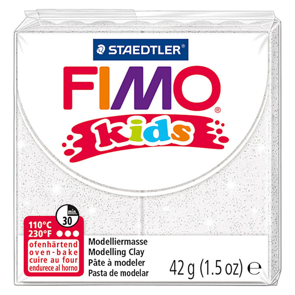 Fimo Kids modelling clay white glitter, 42g