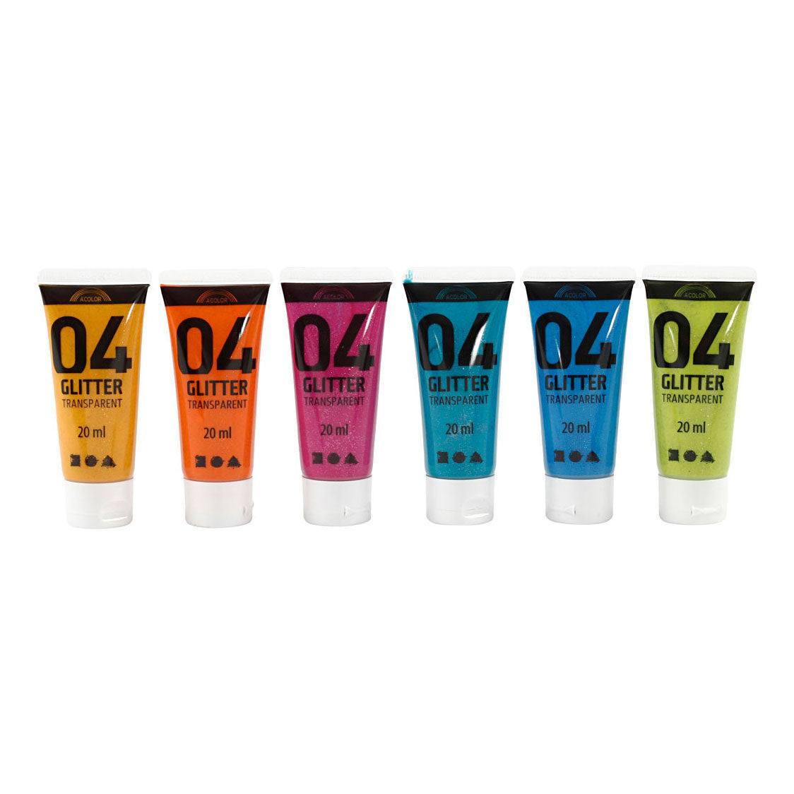 A-color kinder acrylverf glitter kleur, 6x20ml