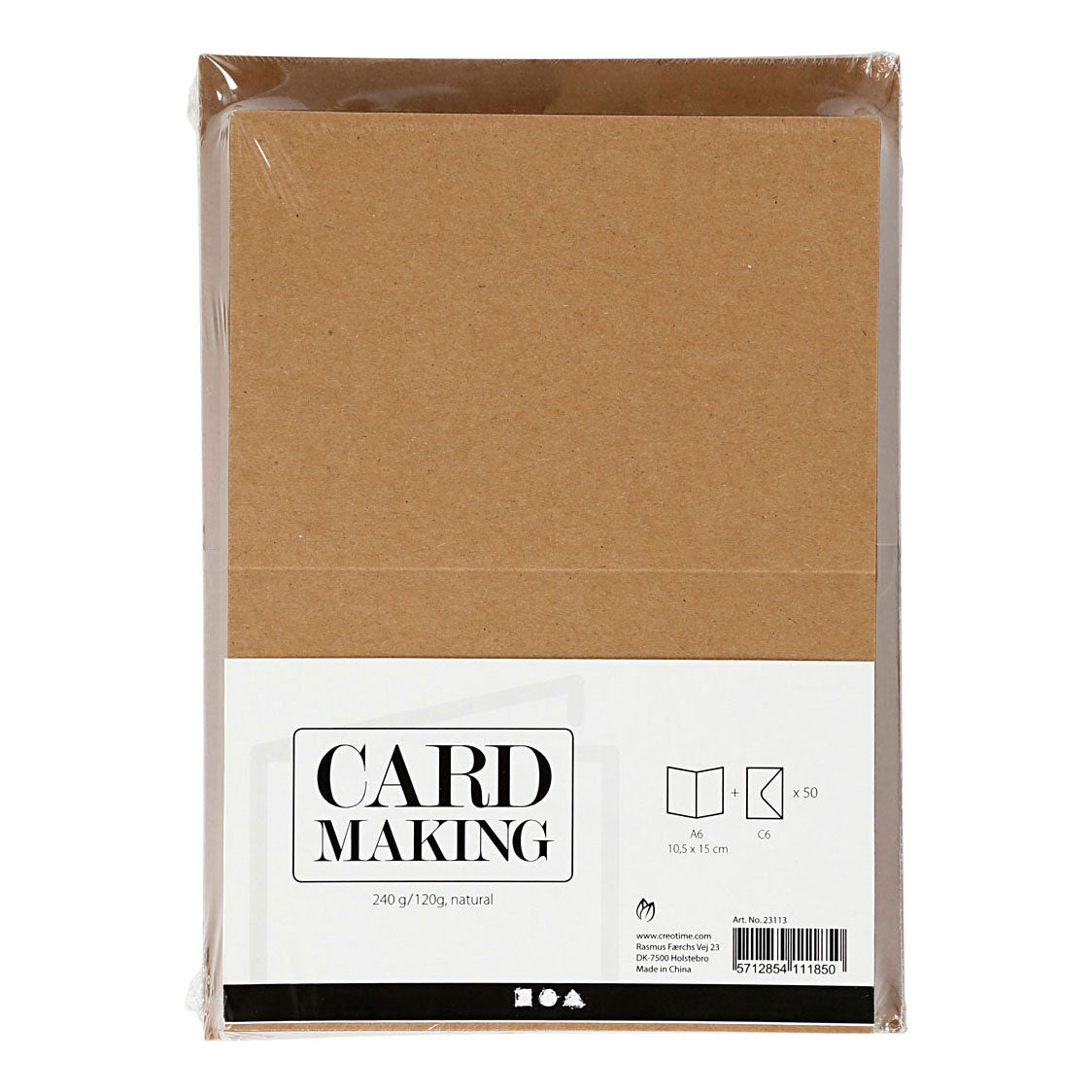 Creativ bedrijfskaarten en enveloppen naturel, 50 sets