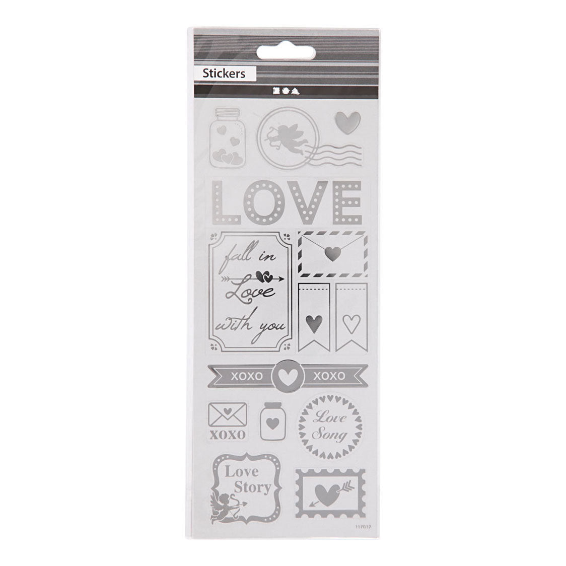 Creativ company stickers silver love, 1 sheet