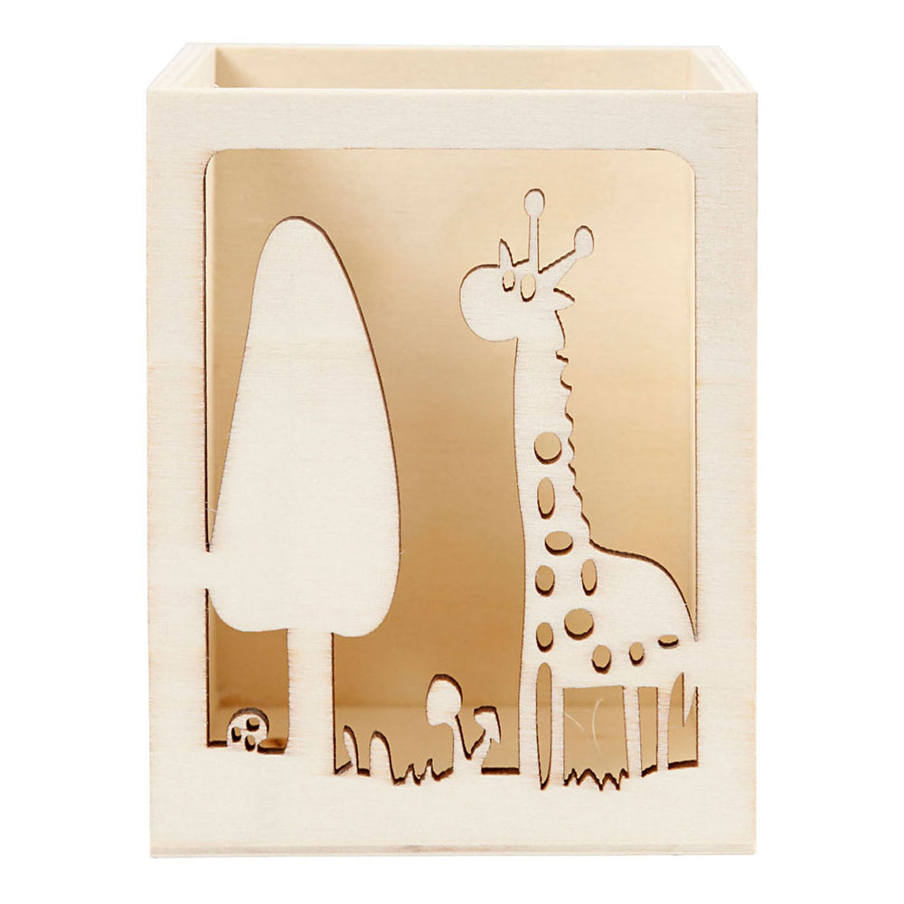Creatief bedrijf houten pennenbakje giraffe
