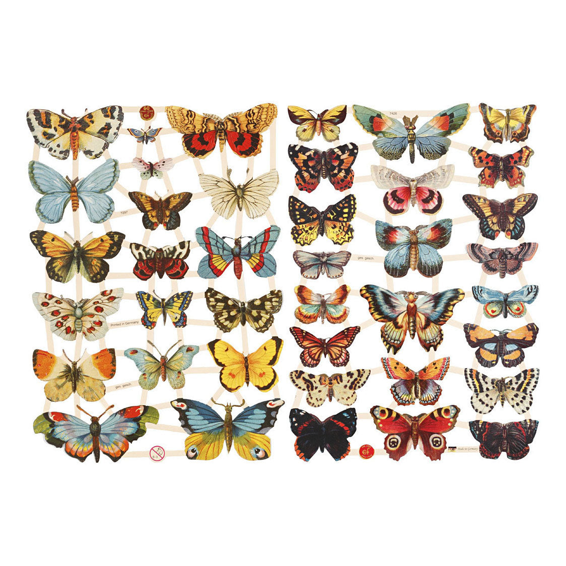 Creativ Company vintage butterfly images, 2 sheets
