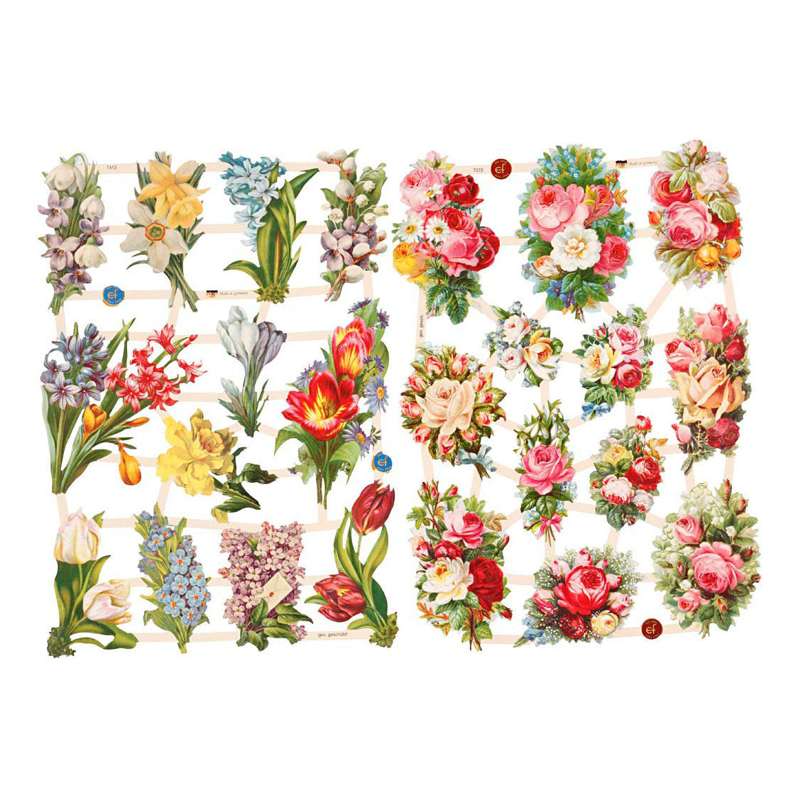 Creatief bedrijf vintage plaatjes lentebloemen, 2 vochtig