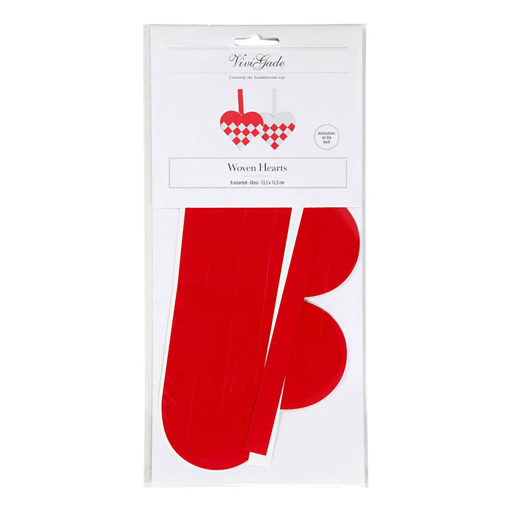 Creatief bedrijf gevlochten harten rood wit, set van 8