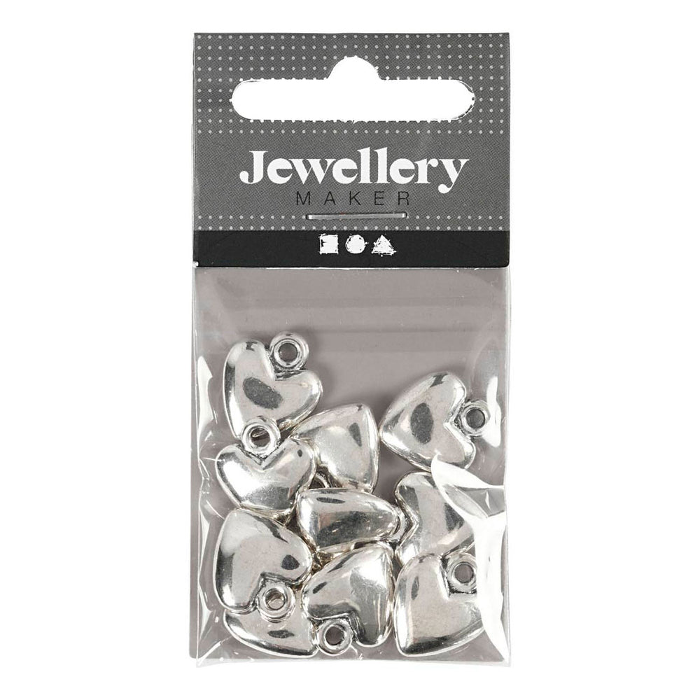 Creativ company hartvormige hanger verzilverd, 10st.