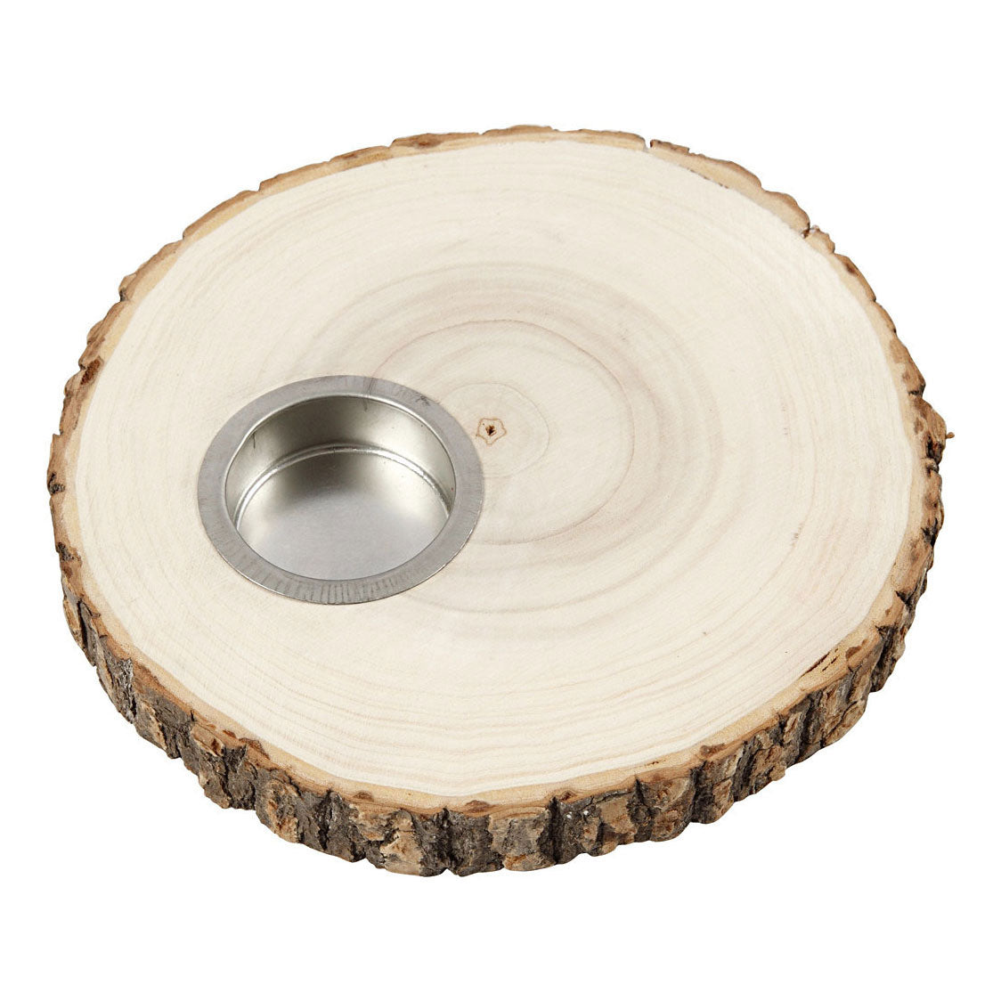Creativ company houten schijf waxine houderlicht 14-16cm