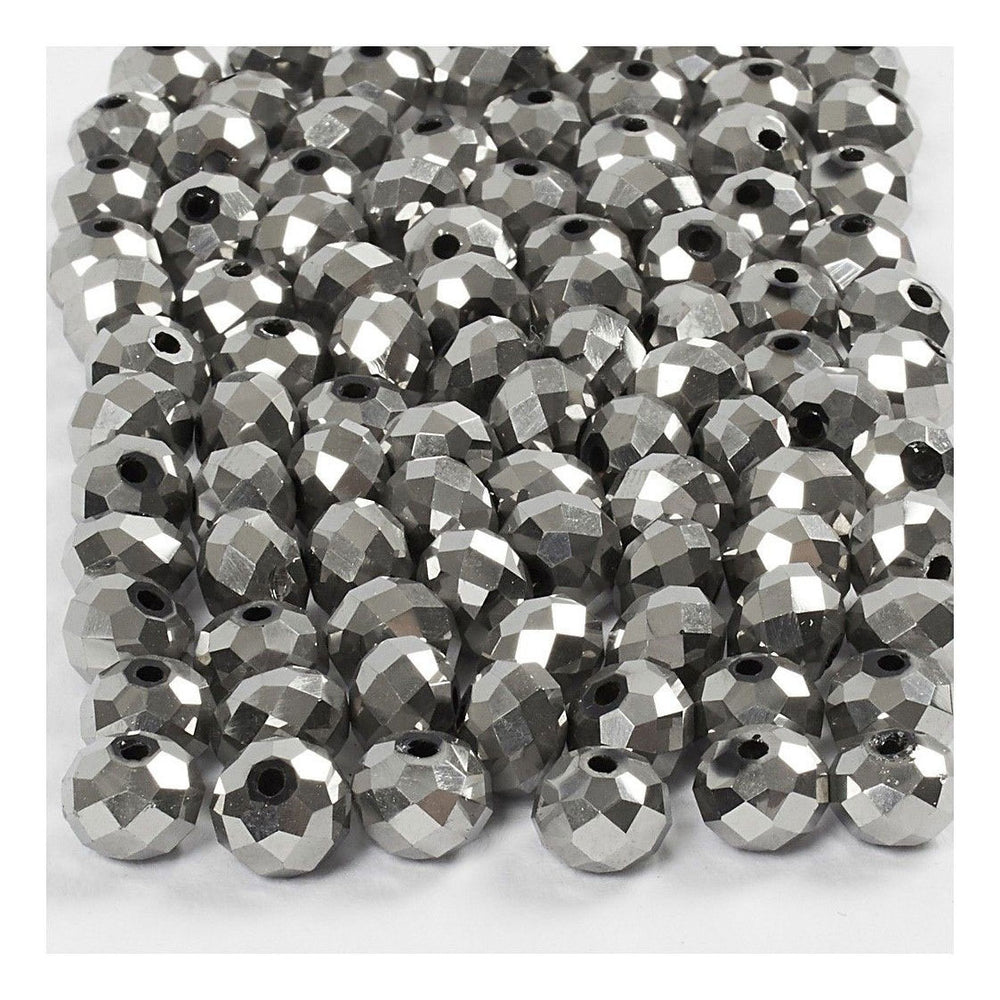 Creativ company facetkralen metallic grijs, 100st.