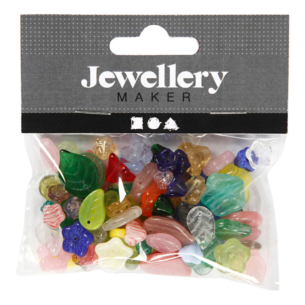 Creativ company glazen kralen diverse bladeren en bloemen, 60 gram