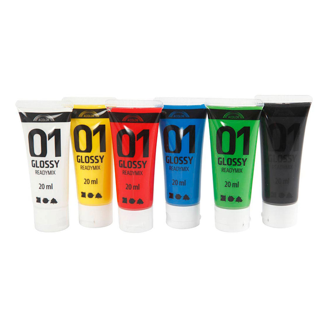 Creativ company acrylverf voor kinderen glanzende standaardkleuren, 6x20ml
