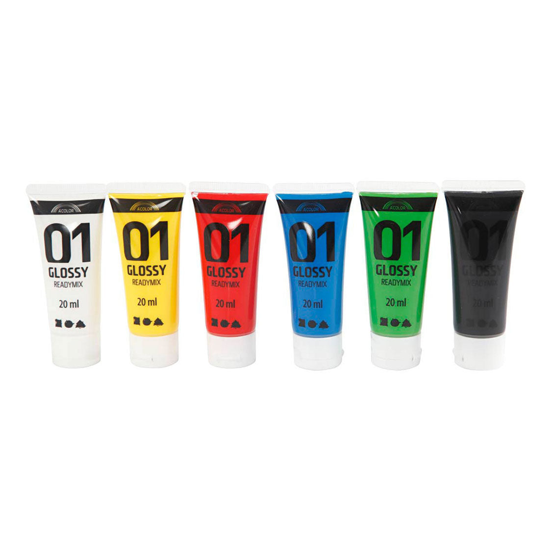 Creativ company acrylverf voor kinderen glanzende standaardkleuren, 6x20ml