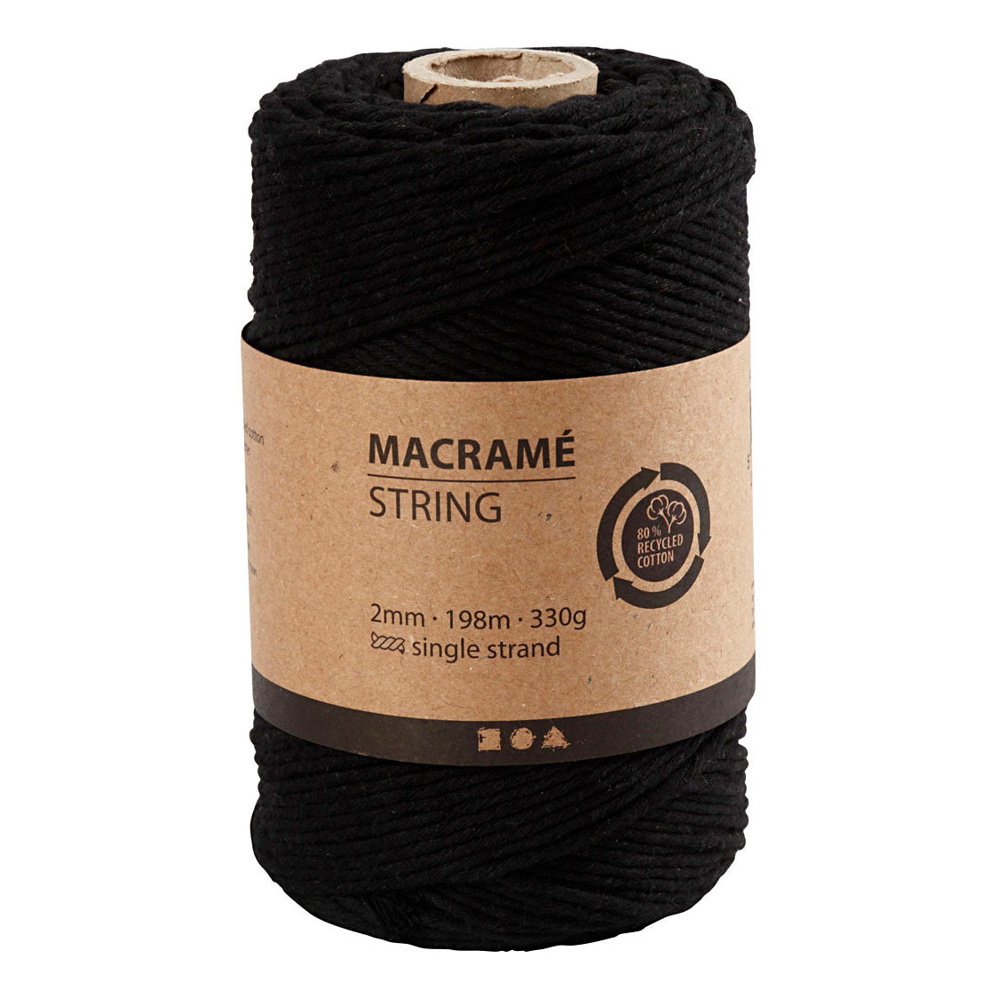 Creativ company macramékoord zwart, 198m