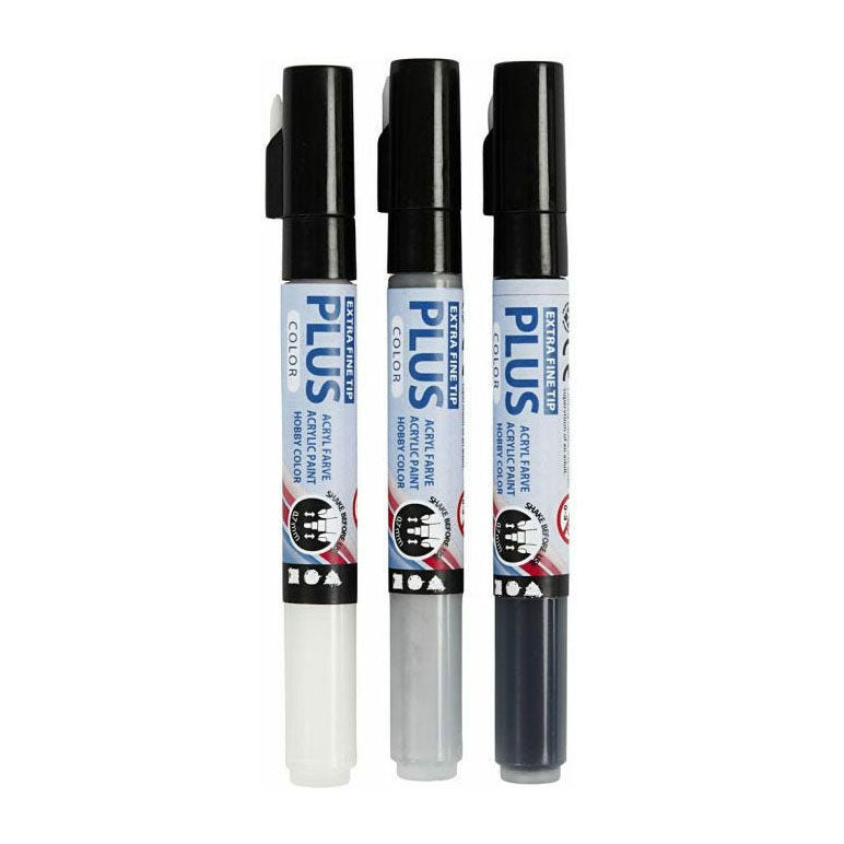 Creativ company plus kleurmarker - zwart off-white rain grey, 3st.