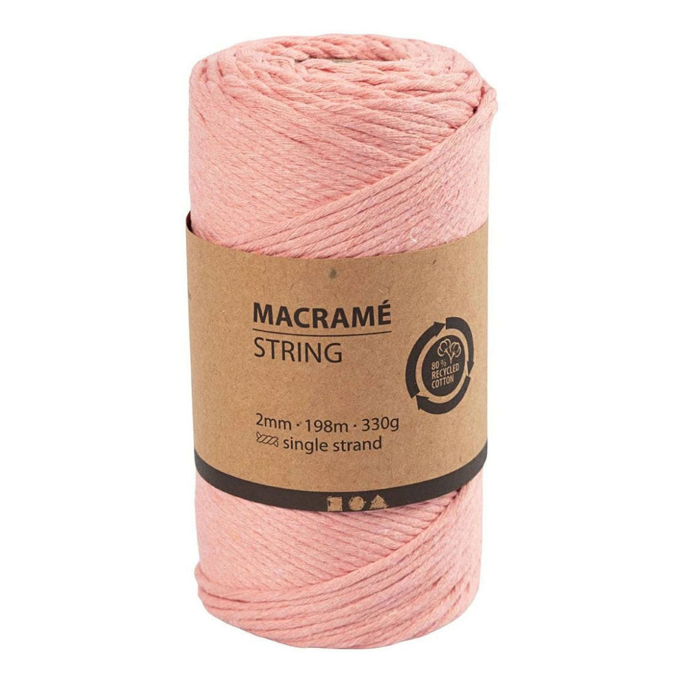 Creativ company macramékoord - roze, 198m